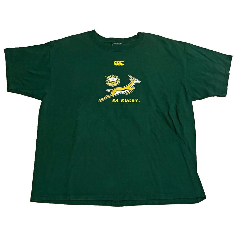 Vintage South Africa Springboks Rugby World Cup Shirt XL 25x29 Canterbury Green